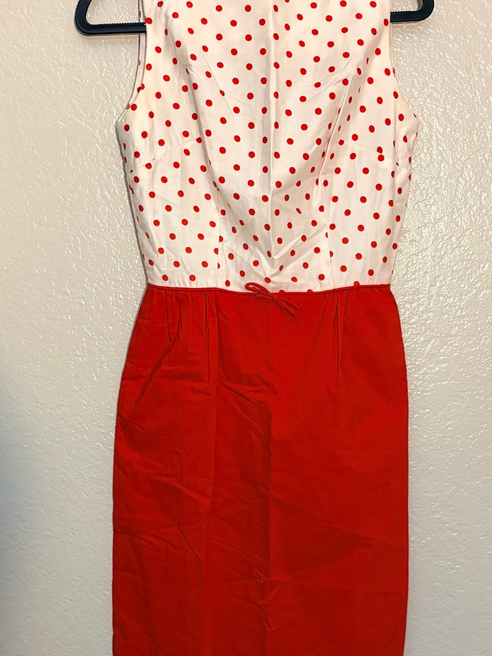Sleeveless Red & White Polka Dot Midi Dress